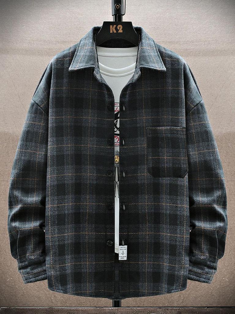 Trendy Plus Size Men's Casual Jacket - Loose Fit Spring/Autumn Versatile Workwear Top