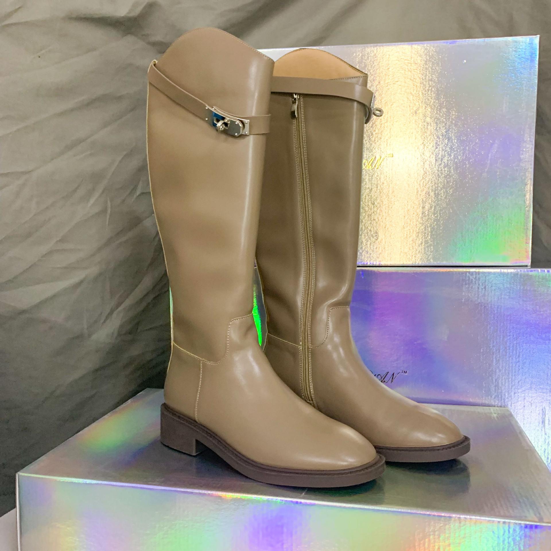 

Найди второй волосок! Корейская версия универсальных новых тонких косых k * замок боковая молния толстый каблук высокие рыцарские сапоги осень и зима 40