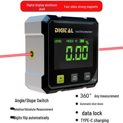 LED Digitaler Neigungsmesser Box mit Hintergrundbeleuchtetem Display Winkel Wasserwaage