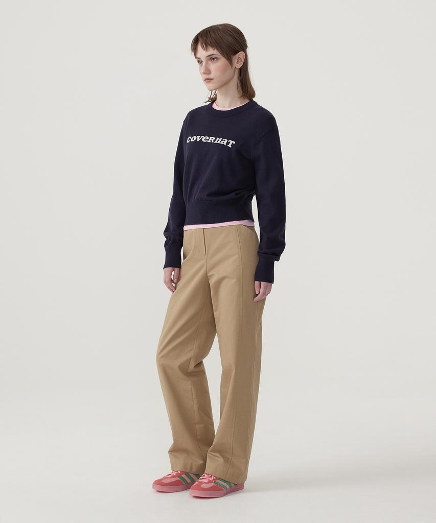COVERNAT WOMAN Straight Cotton Pants Beige