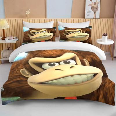 Set Biancheria da Letto King Queen Matrimoniale Completo Singolo per Bambini Set Copripiumino Cartone Animato Scimmia Donkey Kong