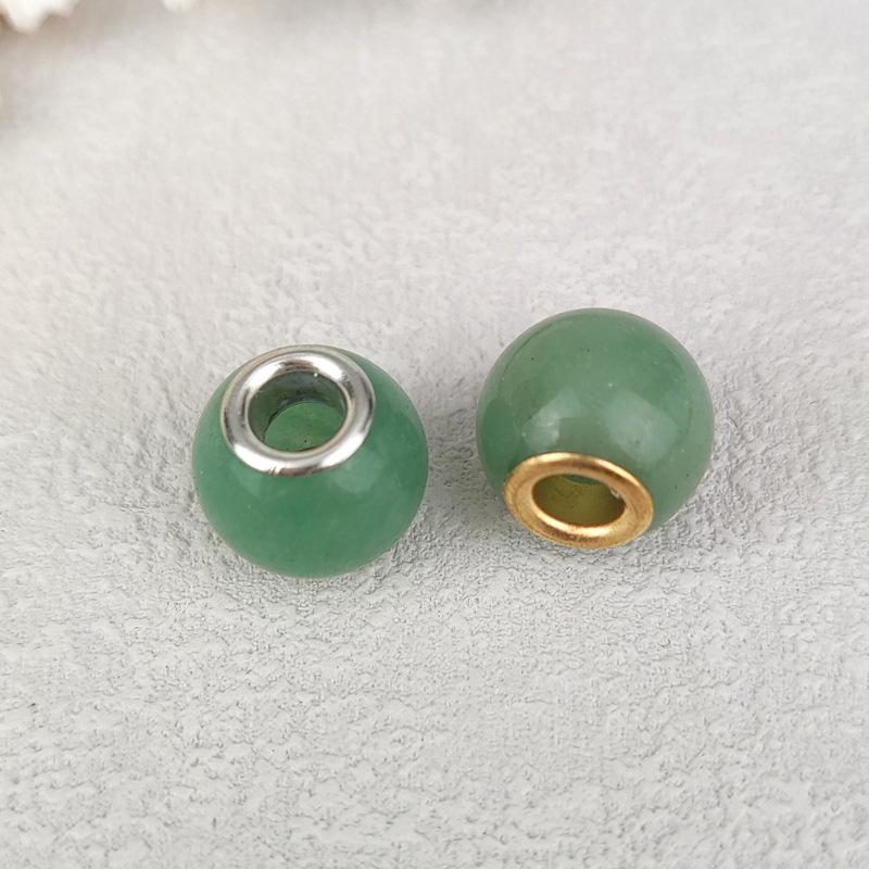 Green Aventurine Large Hole Crystal Beads for DIY Jewelry and Eye Pin Pendant Creations