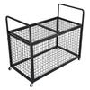Rolling Sports Ball Storage Cart, Lockable Basketball Cage with Double Lids, Sport Equipment Holder Organizer for Indoor Outdoor, Steel Storage Rack