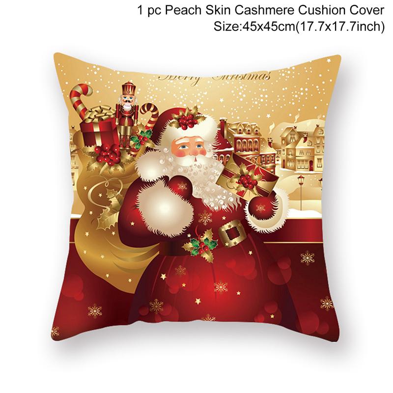 Christmas Cushion Cover  Decoration Home Santa  Decorations  Gift Navidad Happy New Year 2022
