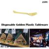 Einweg Gold Farbe Kunststoff Geschirr Besteck Löffel Gabel Set 25PC Heiße Party