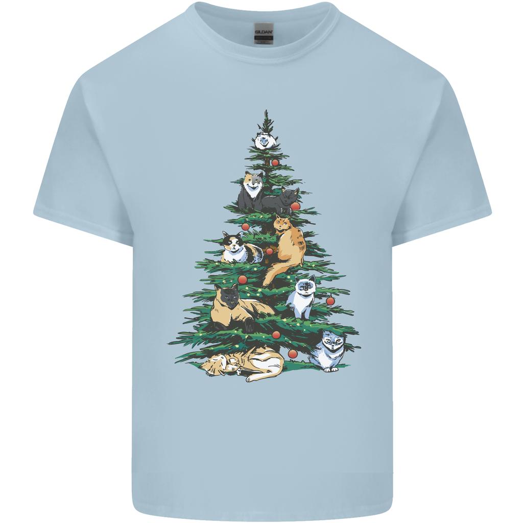 Cat Christmas Tree Unisexs Light Cotton TShirt