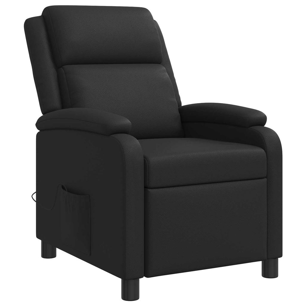 Massage Recliner Chair Black Artificial Leather