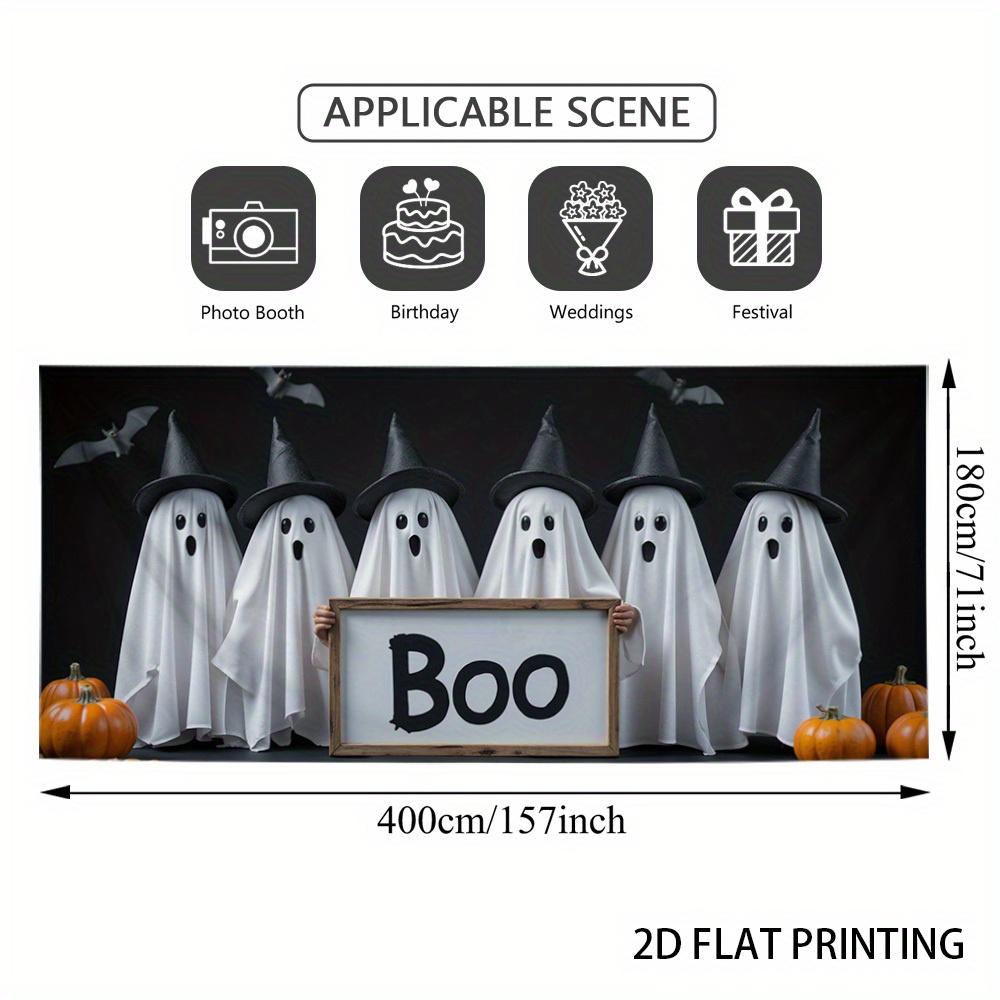 2D door banner, 1pc Halloween garage banner - ghost and bat design, 2D flat printing, polyester material 130x150cm
