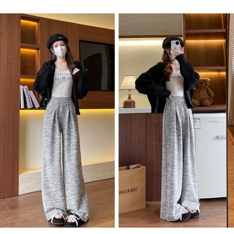 Gray lazy wind wide-leg pants women's spring and summer new casual straight loose small sweatpants