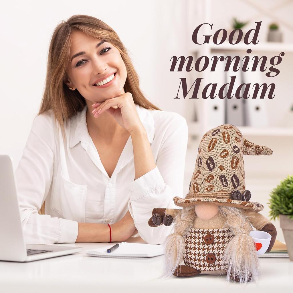 2Pcs Couple Coffee Gnomes Plush Decorations - Gift for Christmas, Birthdays, Valentine's Day, and Coffee Gnome Lovers, Ideal Coffee Bar Decor for