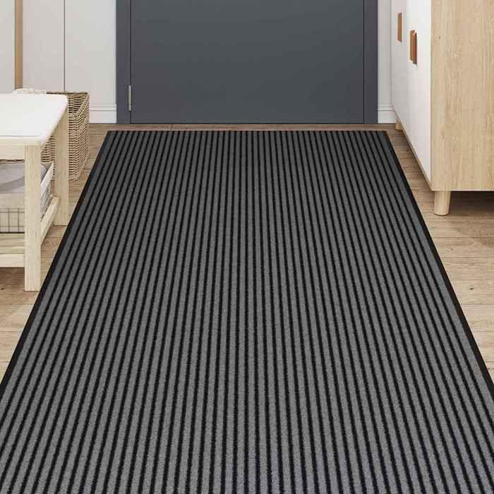 VidaXL Paillasson noir et gris à rayures 115x300 cm 4105598
