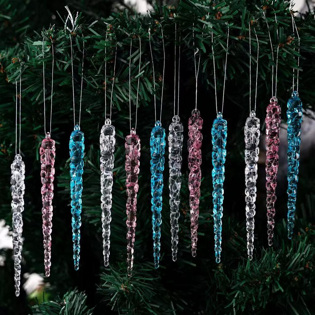 12/24/36pcs creative Christmas acrylic simulated icicles Christmas tree hanging decorations, suitable for Christmas home decora
