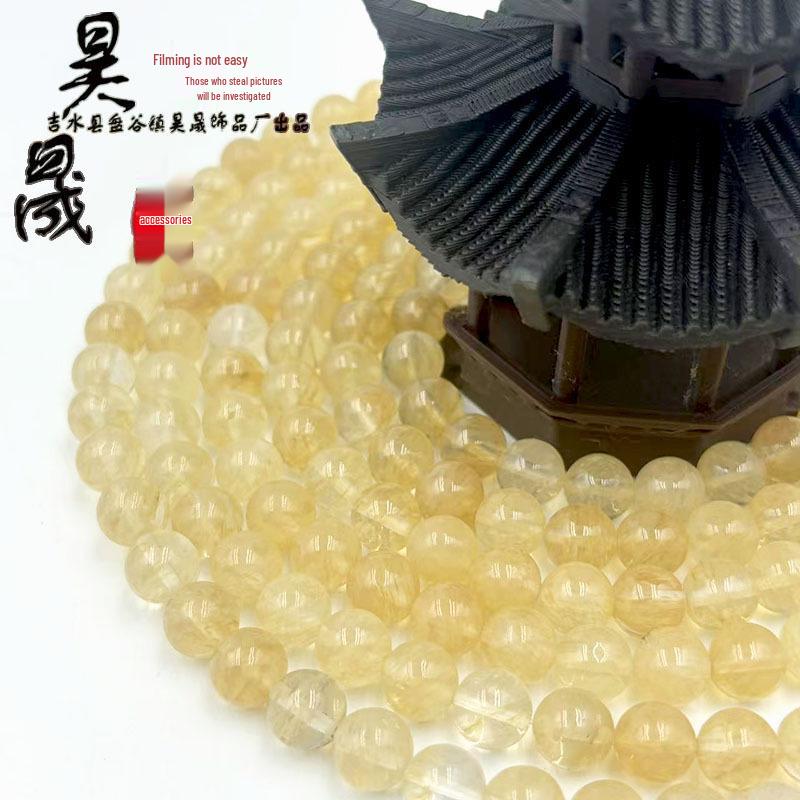 Brown Watermelon Crystal Bead Necklace & Earrings Set with Yellow Topaz Loose Beads for DIY Bracelets.