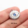 6pcs Evil Blue Eye Charm Dark Blue Heart Moon Eyes Pendant Rhinestone Stainless Steel Charm For Jewelry Making Necklace Keychain