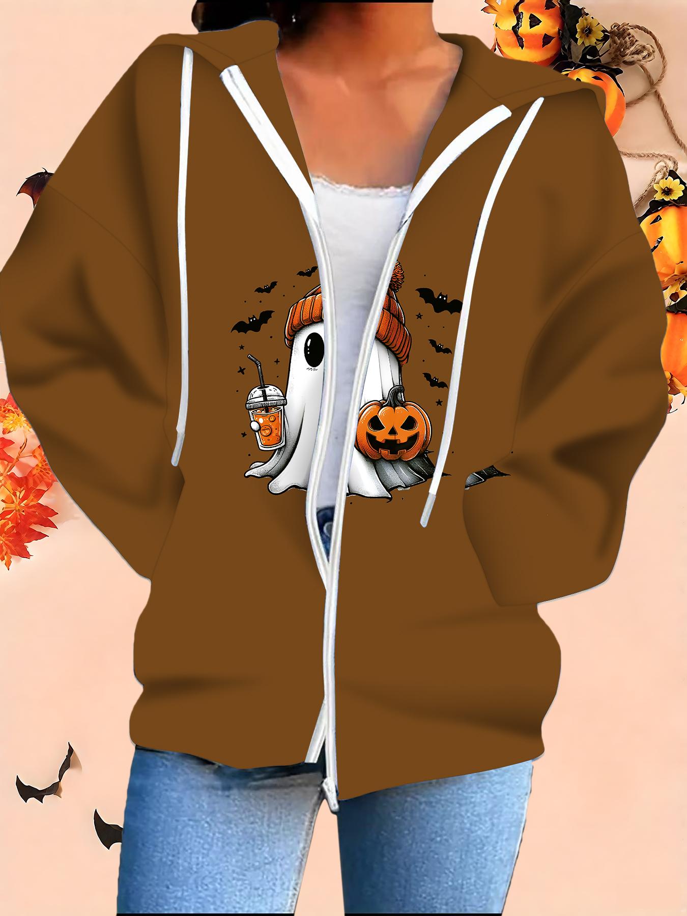 

Хэллоуин Кардиган с капюшоном 3D-принт Большой размер Осень Зима Ретро 6XL оранжевый