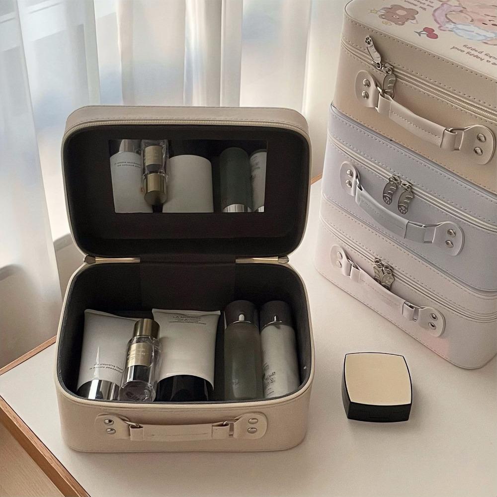 

Cute Print Skincare Sorting Box Square Shape Cosmetic Bag Large Capacity Travel Bags