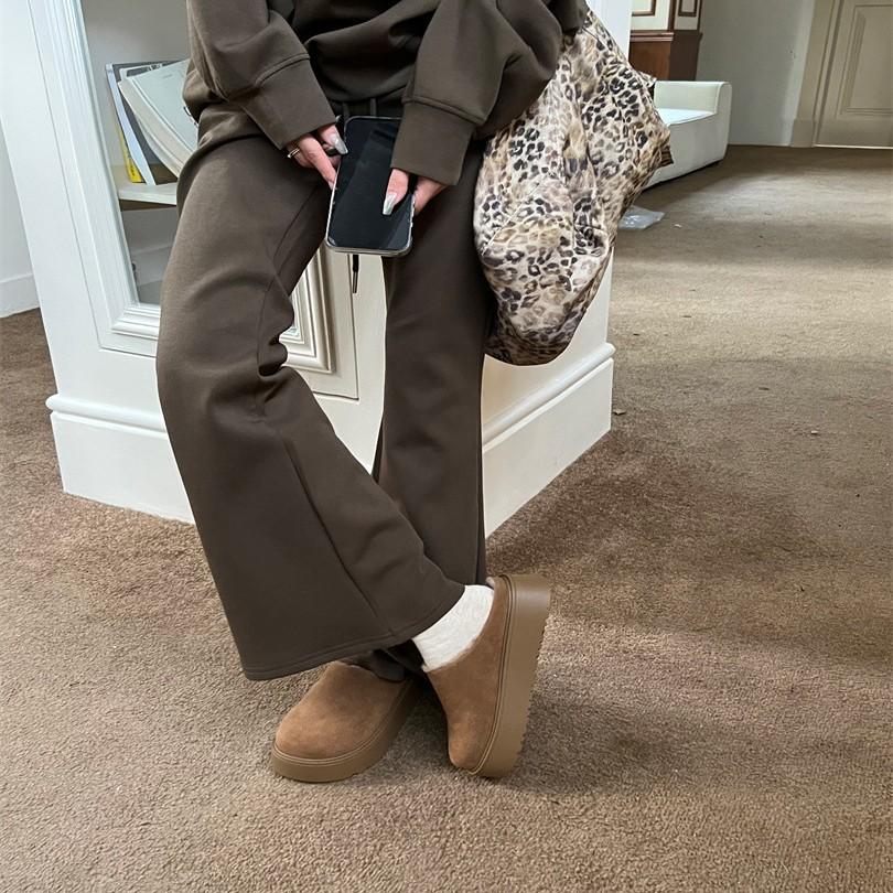 2025 autumn and winter new thick-soled bag head half slippers women's retro heightening non-slip outer wear one pedal light cotton shoes women