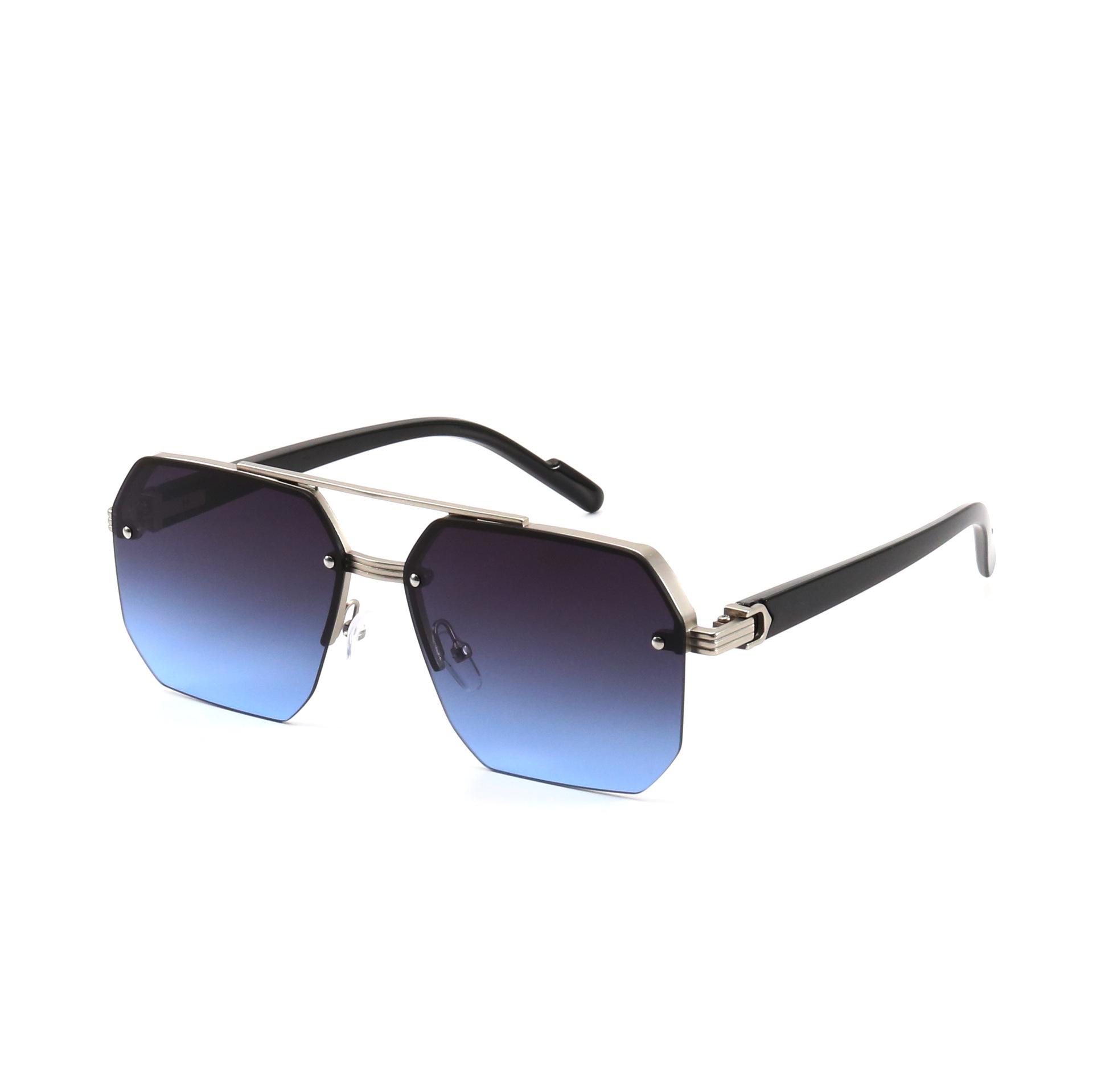 

Trendy Polygonal Rimless Double Bridge Sunglasses - Stylish Sunshade Glasses
