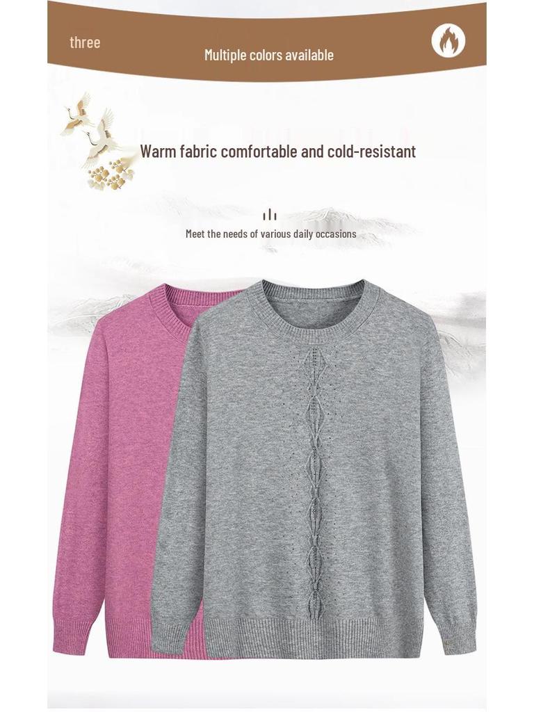 Women's Autumn/Winter Semi-High Neck Top: New Elastic Solid Color Sweater for Middle-Aged and Elderly