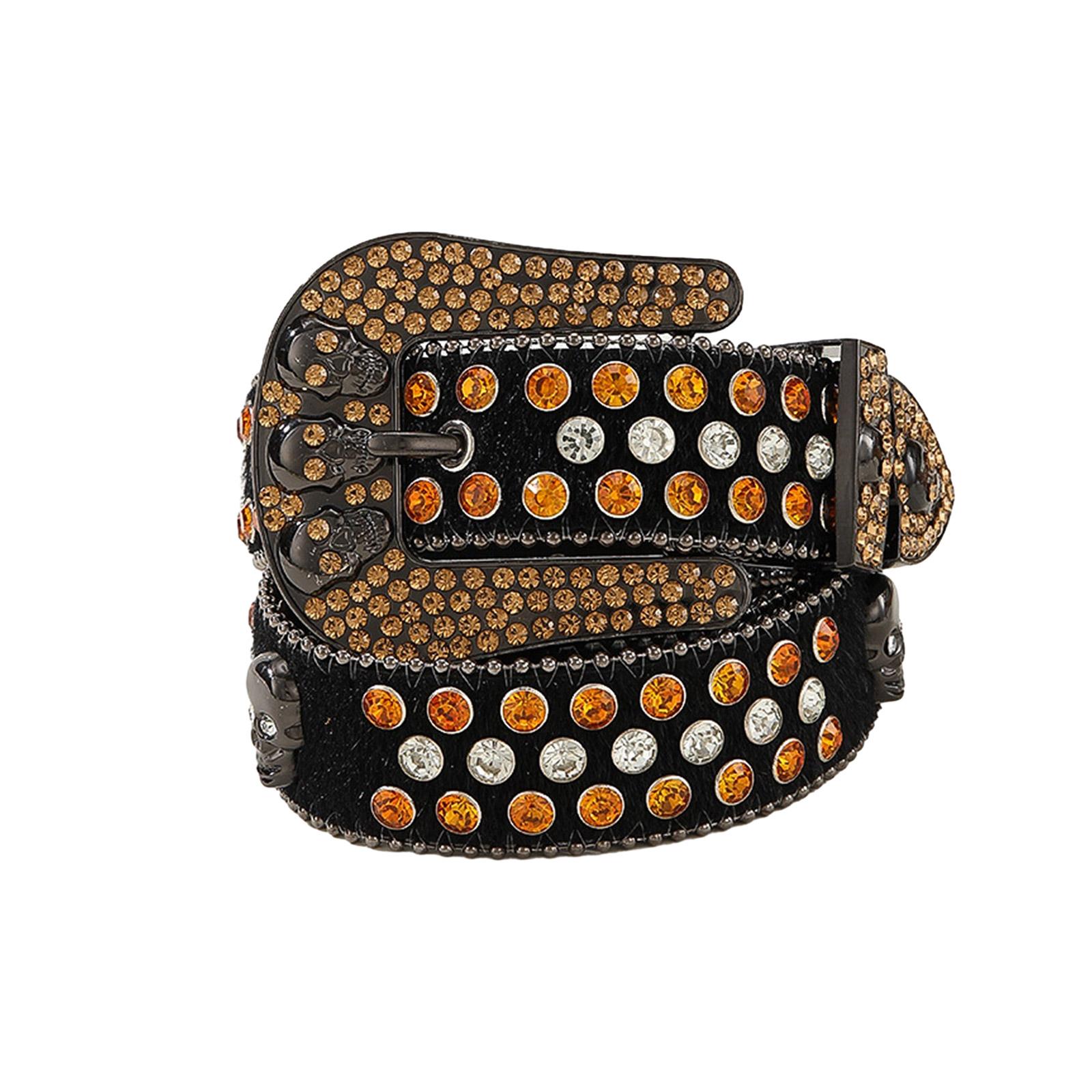 

Multiple Color Waist Belt Shinning Rhinestone Belts for Woman Men Adjustable Pin Buckle Waist Strap for Jeans Dress 1 темно-коричневого кольору