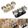 Elevated Cat Bowls Feeding Station Portable Stable with 3 Stainless Steel Pet Dish for