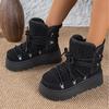 Autumn and Winter New Thick-soled Cross-tie Snow Boots Thickened Mid-length Over-the-knee Warm Women's Boots