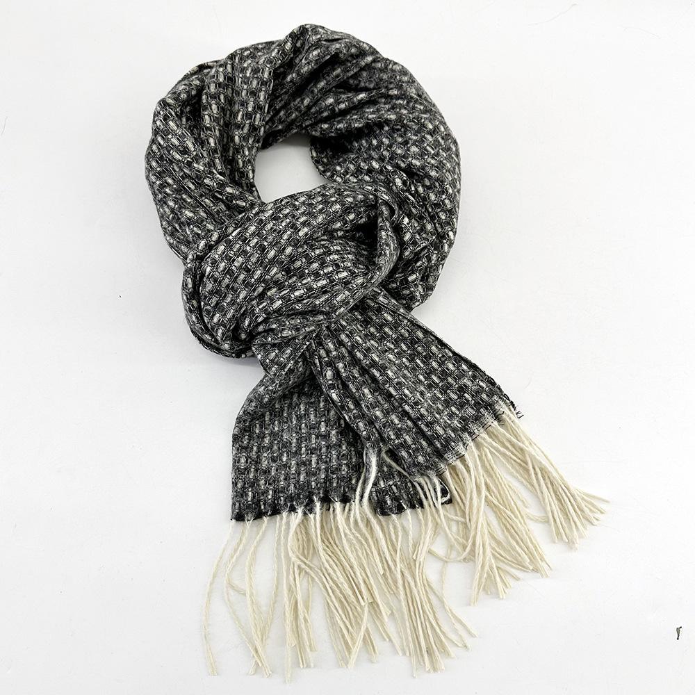 Plaid Scarf Autumn and Winter Women's High End Korean Style Winter Warm Scarf Thickened Imitation Cashmere Shawl