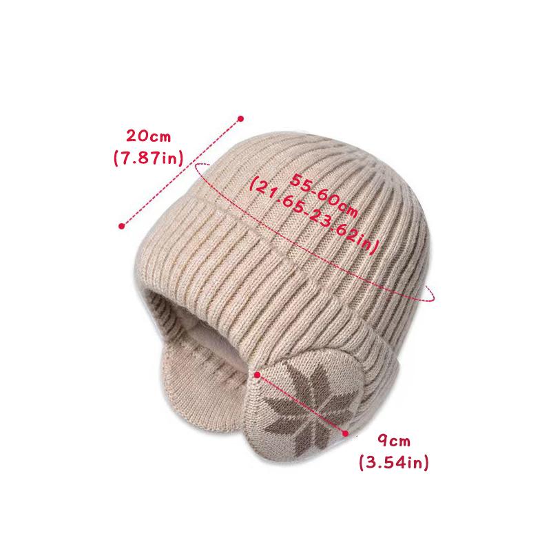 New Rhombic Flower Earmuffs Knitting Beanies Skullies Men Women Solid Color Plush Lined Ear Warmer Hat Windproof Ski Bonnet
