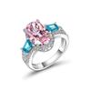GICA GEMA Sterling Silver Wedding Rings For Women Big Oval Pink White Yellow High Carbon Diamond Party Fine Jewelry