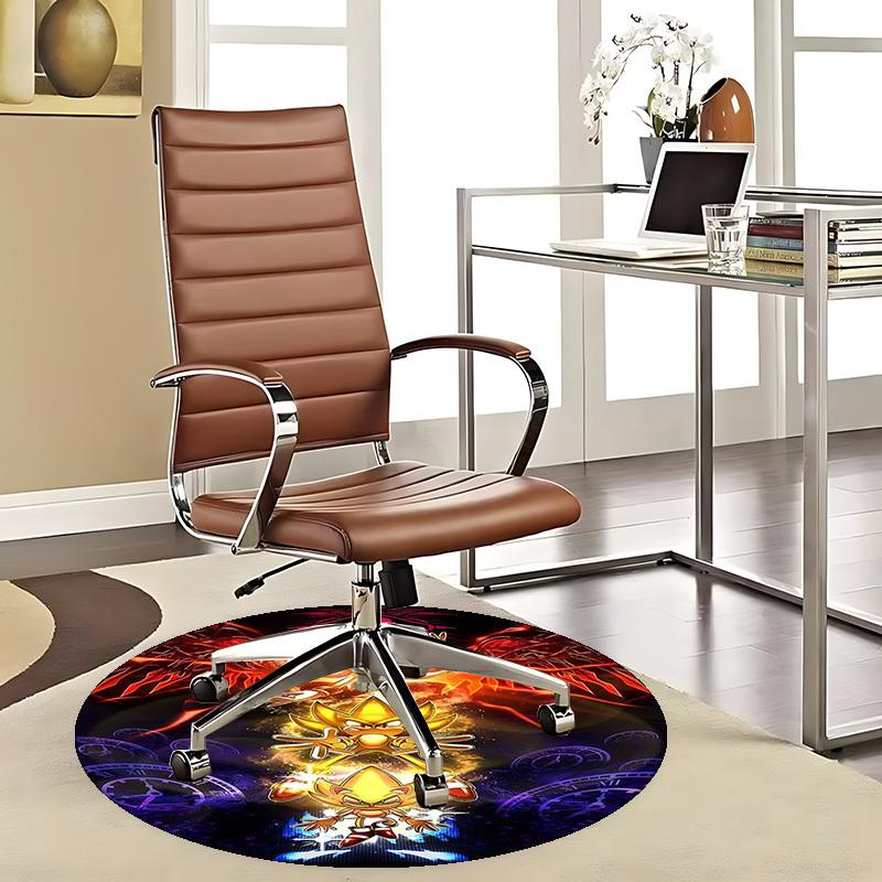 

1pc Golden Sonic the Hedgehog Anime Cartoon Design Round Carpet for Office Chair Mat, NonSlip Rug, Home Decor, Living Room, Bedroom 80cm