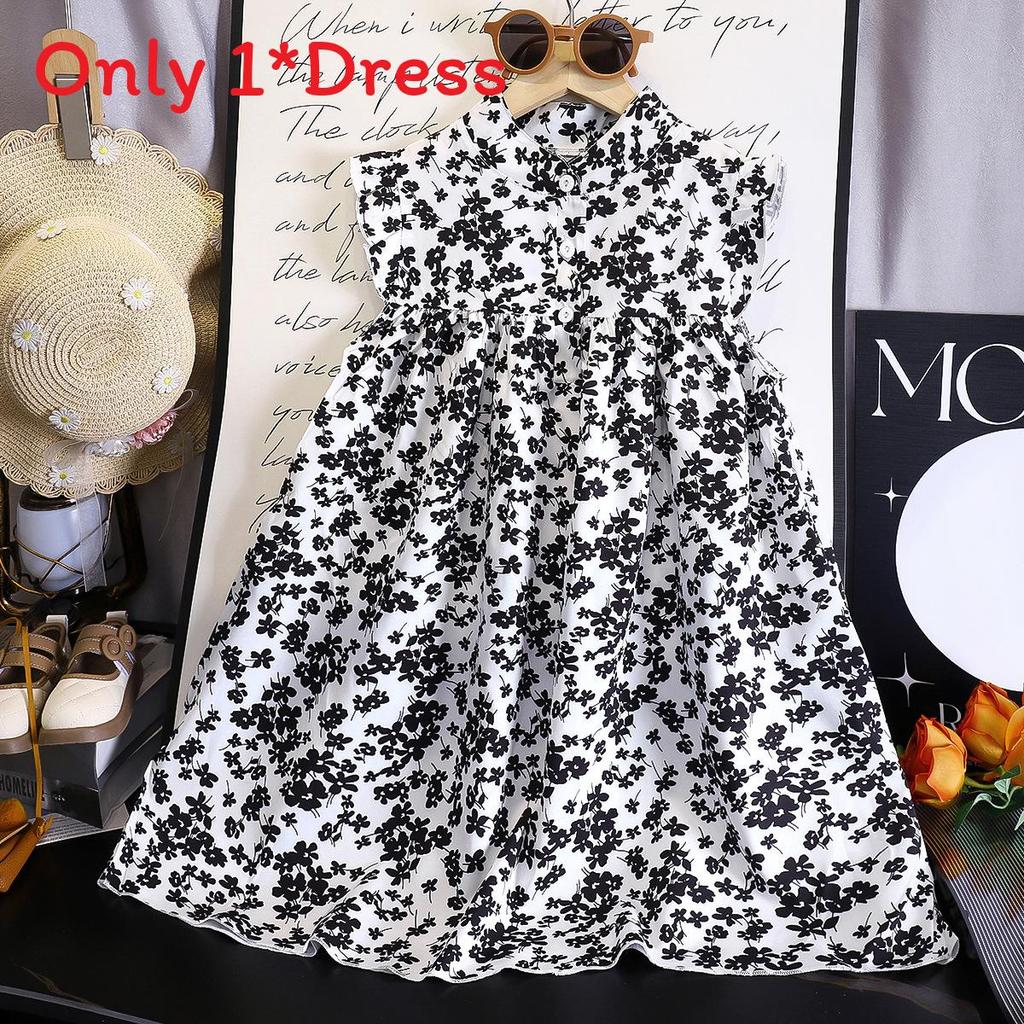 Korean Style Girl Summer Floral A Line Dress With Soft Fabric For Toddler Girls