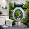 Waterproof Shower Curtain with Traditional Chinese Garden Design for an Elegant and Cultural Bathroom Decor Experience