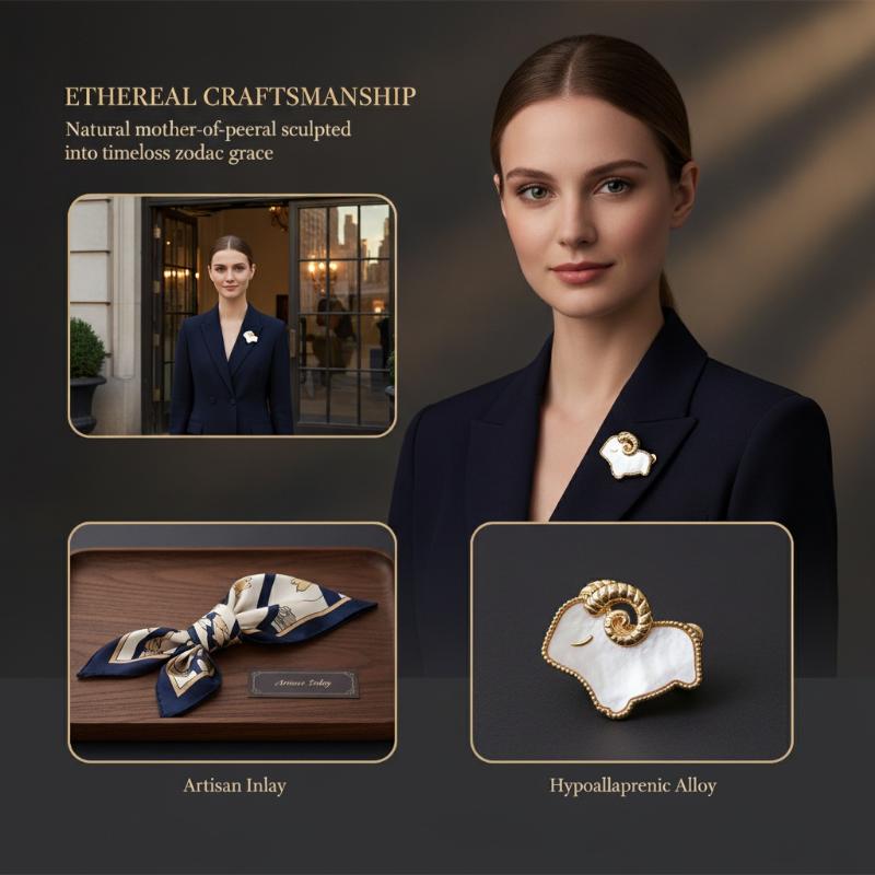 Stylish Mother-Of-Pearl Broochpremium Quality Elegant Lapel 2027 Zodiac Sheep Accessory Niche, Design-Forward Style