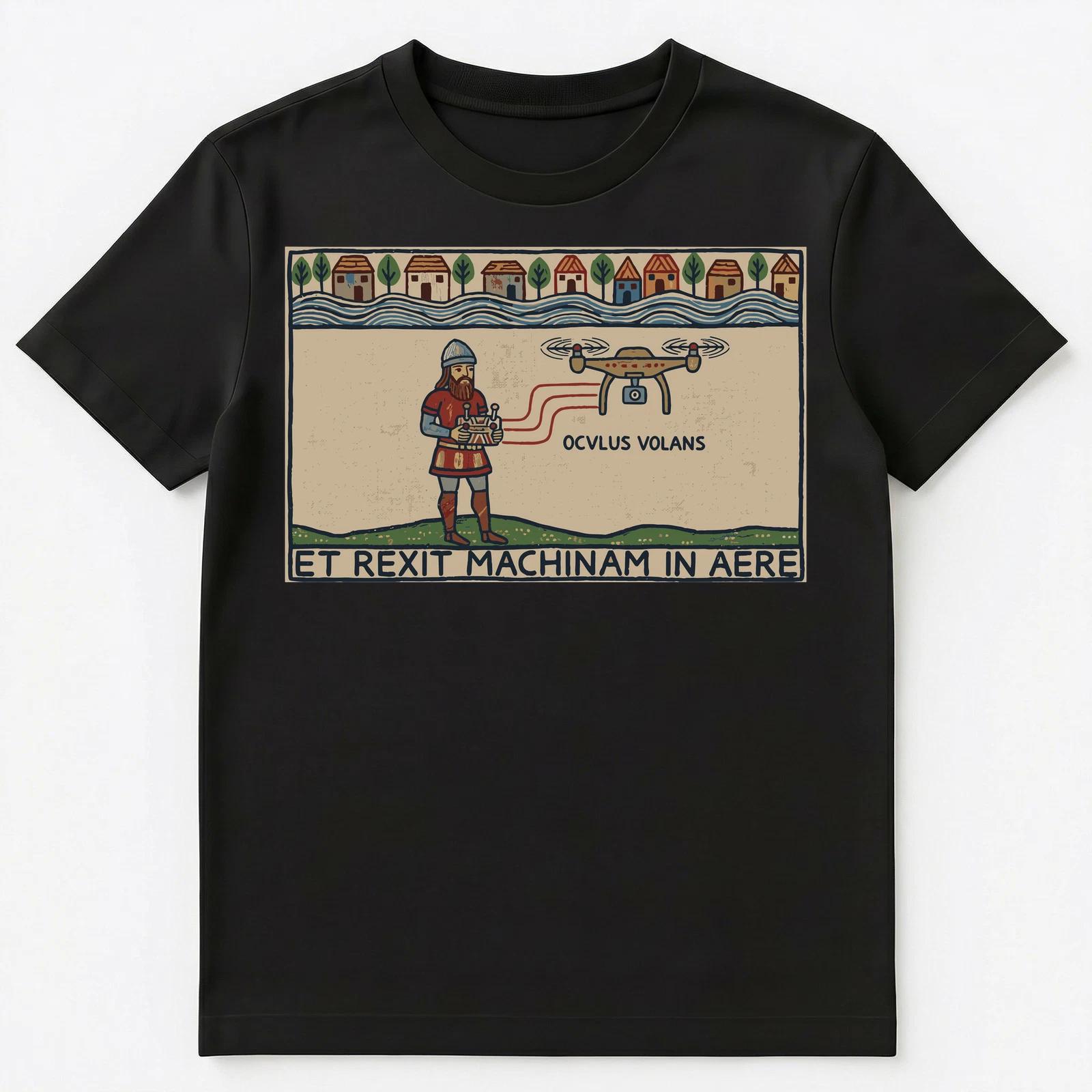 Drone Enthusiast Ancient Flying Machine Medieval Tapestry Unisex T-Shirt XL