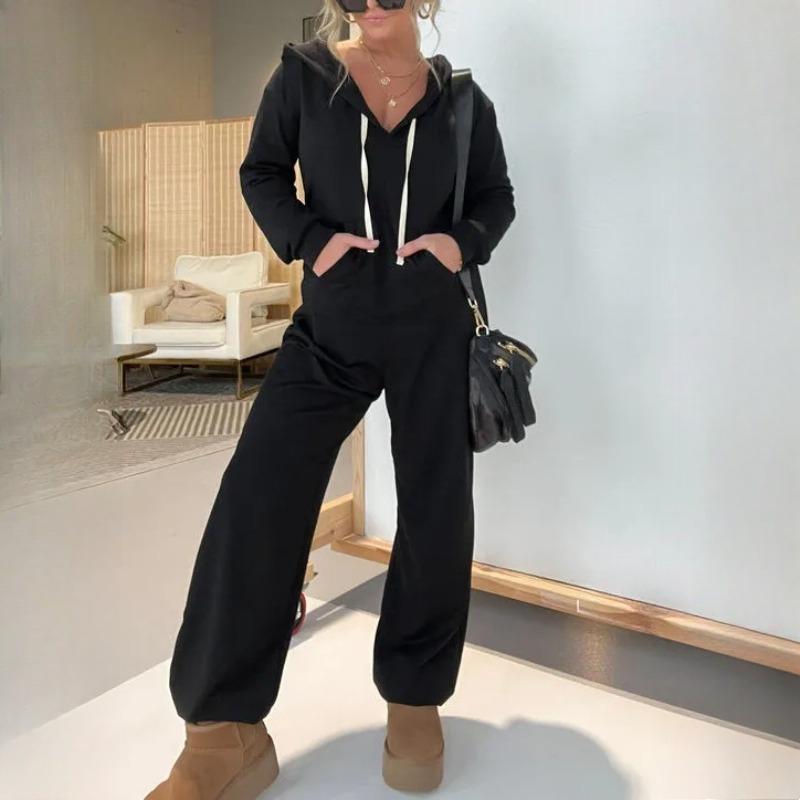 

BITCED Осенне-зимний комбинезон, повседневная однотонная толстовка S чёрный