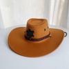 Unisex Wide Brim Straw Cowboy Hat with Windproof Rope and Sun Protection