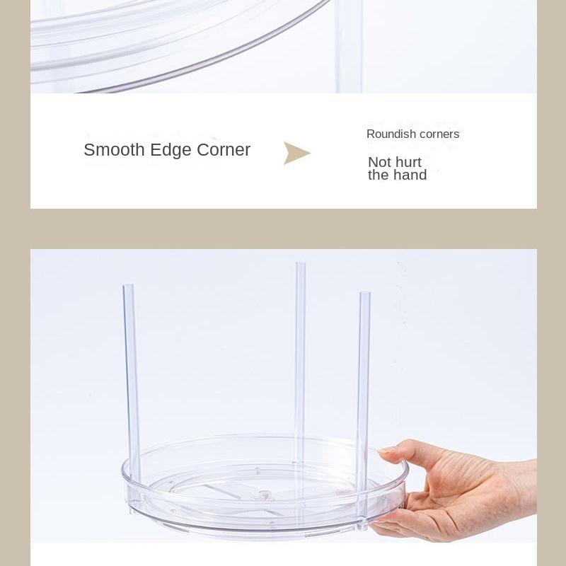 360 Rotation Cabinet Turntable Organizer Storage Spice Rack Drink Cosmetic Storage Rack Transparent for Kitchen Bathroom