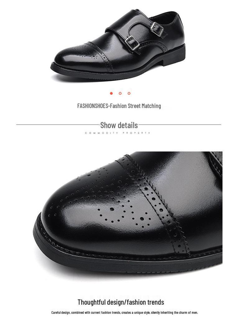 Herren Nachtclub Punk Übergröße Doppel Schnalle Brogue Leder Slipper 38-48