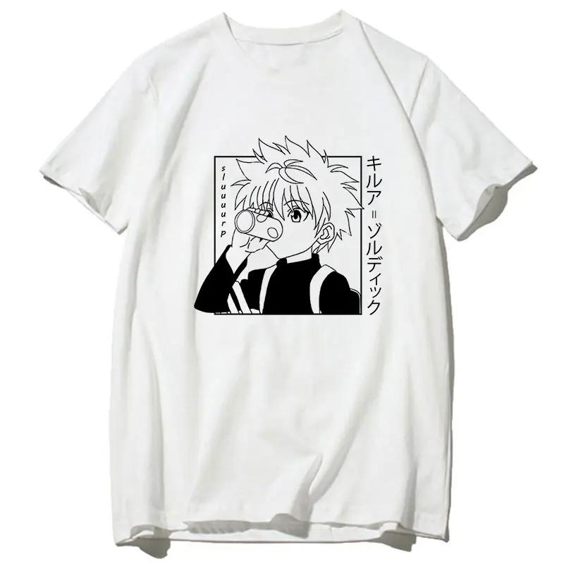 

Мужская футболка унисекс 90-х годов в стиле японского аниме Hunter X Hunter с графикой, Харадзюку Каваий, футболка с Киллуа, забавная футболка с Хисокой, топы, мужская S