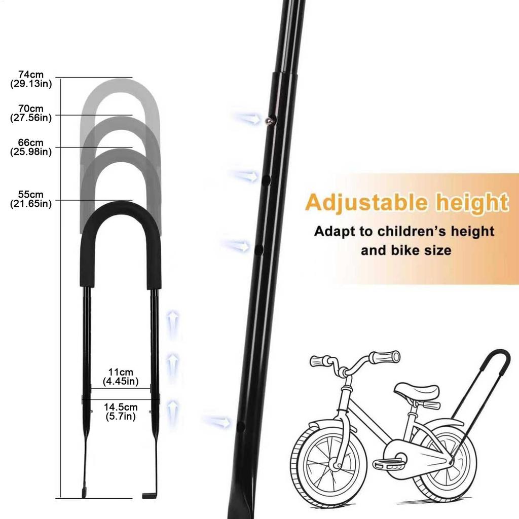 Bike Trainer Bike Training Balance Handle For Kids 4 Adjustable Height Teaching Riding Cycling Stick For 3-8 Year Olds Kids