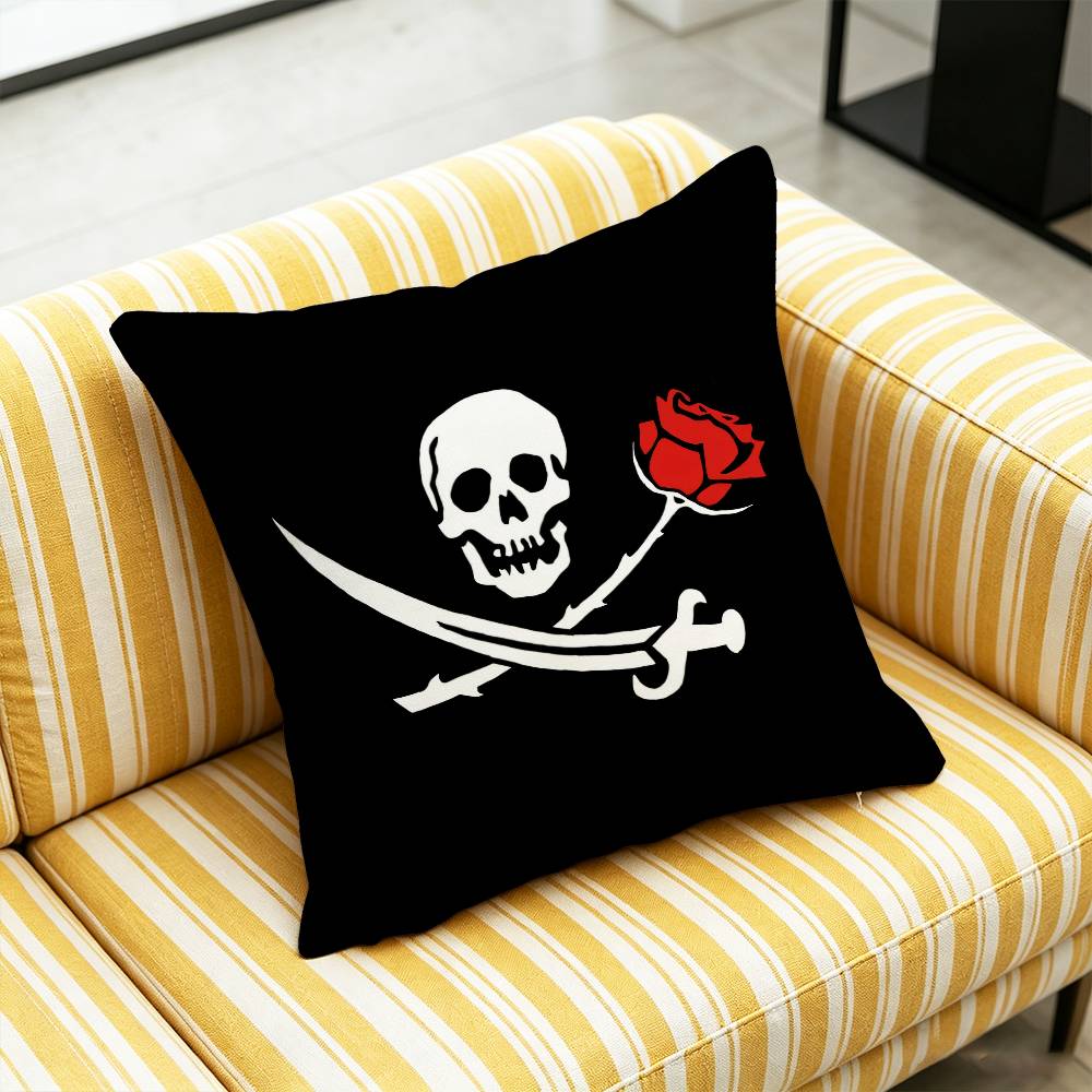 For Fish Cat Skull Pirate Jack Rackham Jolly Roger Throw Pillow Cover Case Custom Decorative Pillowcase Accent Cushion Covers