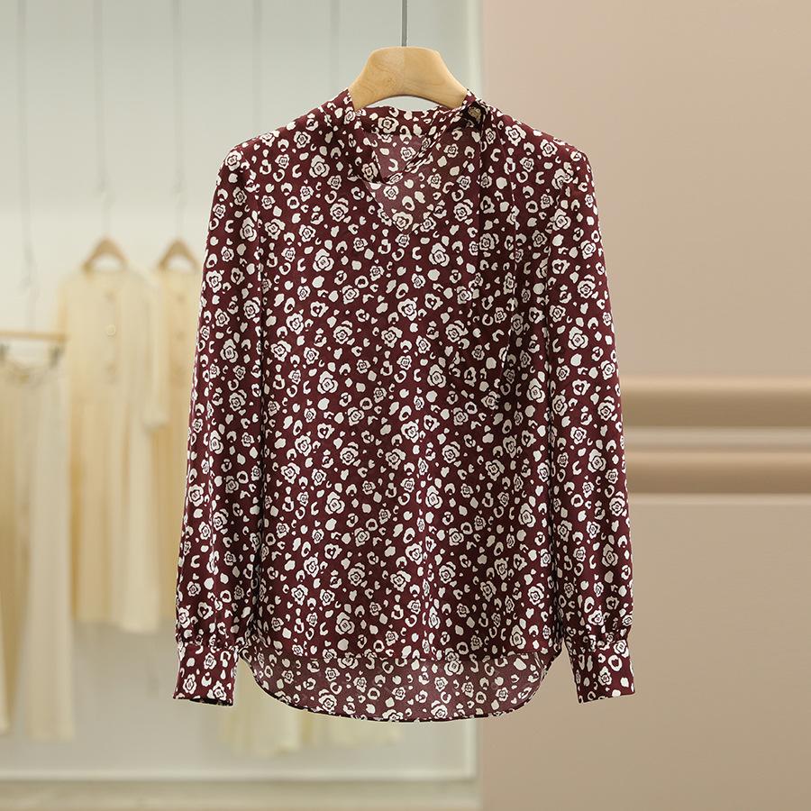 

Женская корейская рубашка Sancai с цветочным принтом, приталенная - Осенняя коллекция M