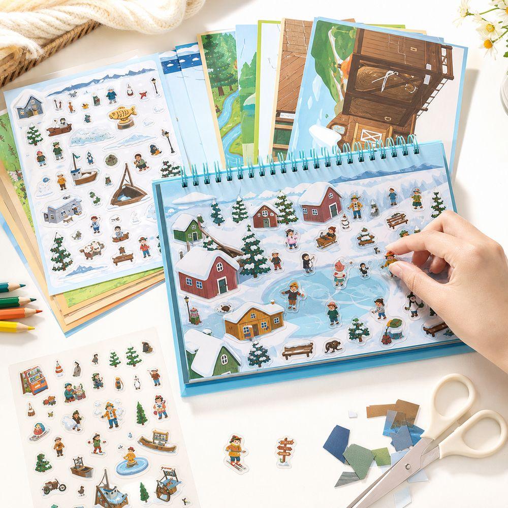 Kawaii Design 3D Scenery Stickers Spiral Bound Miniature Scene Sticker  Journal Supplies