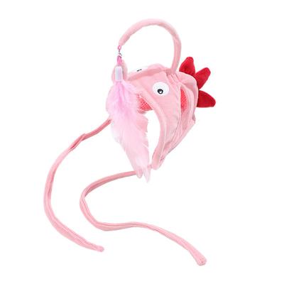 Cat Fishing Headdress Toy Interactive Soft Cute Hat Feather Kitten Teaser Toy with Replaceable
