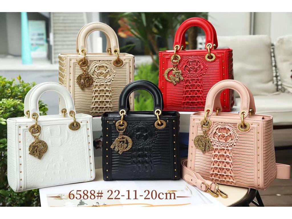 Geantă de mână din piele moale cu model de crocodil roșu pentru femei 2024 - Geantă de nuntă Prințesa Diana