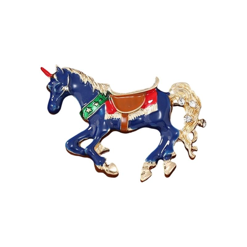 Retro Unicorns Horse Brooch With Enamel Finish Vibranting Color Alloy Secure For Fashion Accessory Multiple Use