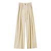 Pantalones de Verano para Mujer de Cintura Alta y Pierna Ancha: Ligero, Texturizado, Casual de Mezcla de Lino Estilo Japonés