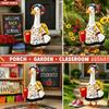 23-Inch Porch Goose Costume with Back to School Theme Printed Dress  Hat  Backpack  Pencil Set for Outdoor Garden  Yard  Lawn Decoration