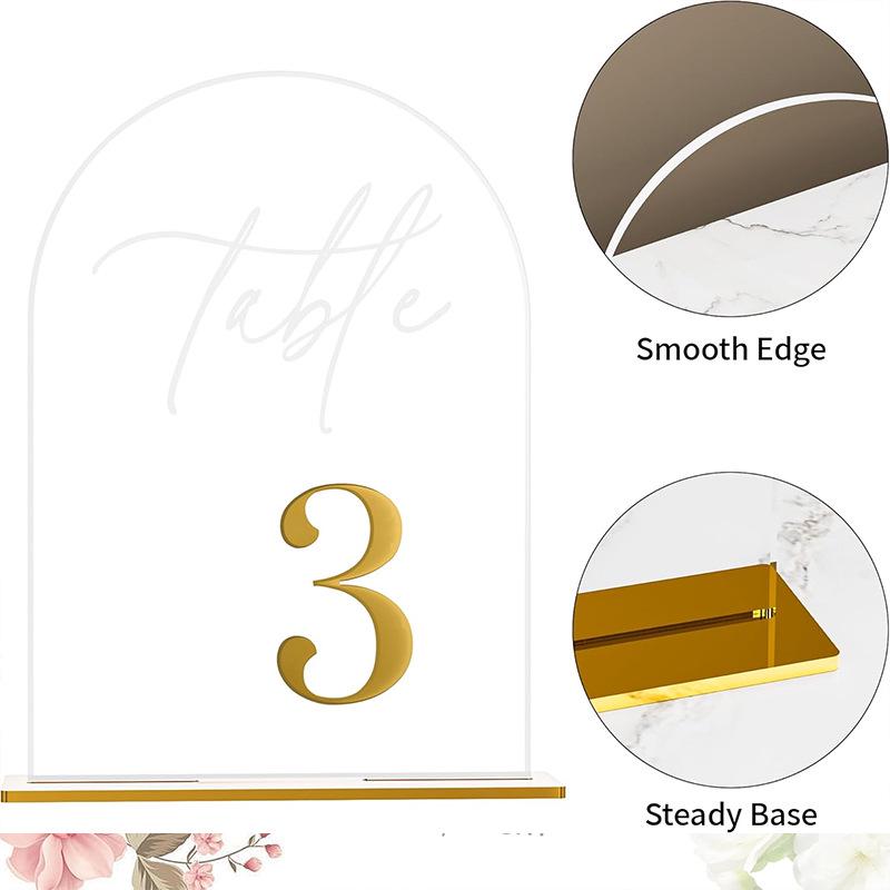 Luxury 3D Acrylic Wedding Table Number Cards - Elegant Arch Design for Banquet Seating