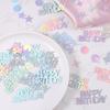 BOXOB 280pcs Iridescent Confetti - Happy Birthday, Circle, Star Shapes - Paper Material - Perfect for Birthday Parties & DIY Crafts